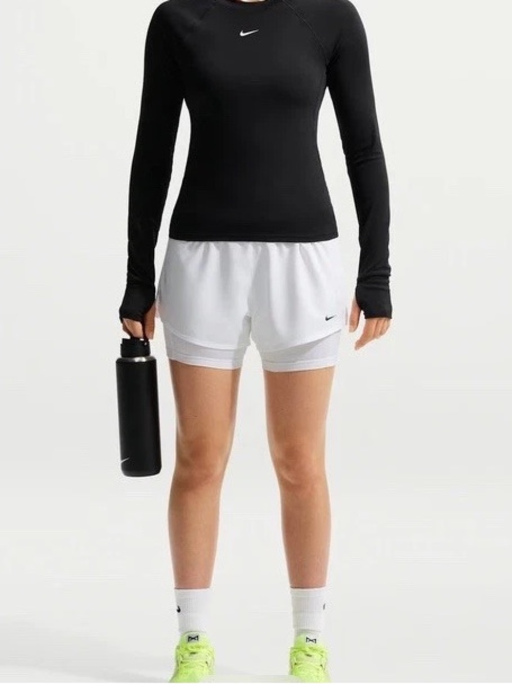 NWT Nike Women's Dri-FIT High-Waisted 3" 2-in-1 Shorts White Small Athletic Gear